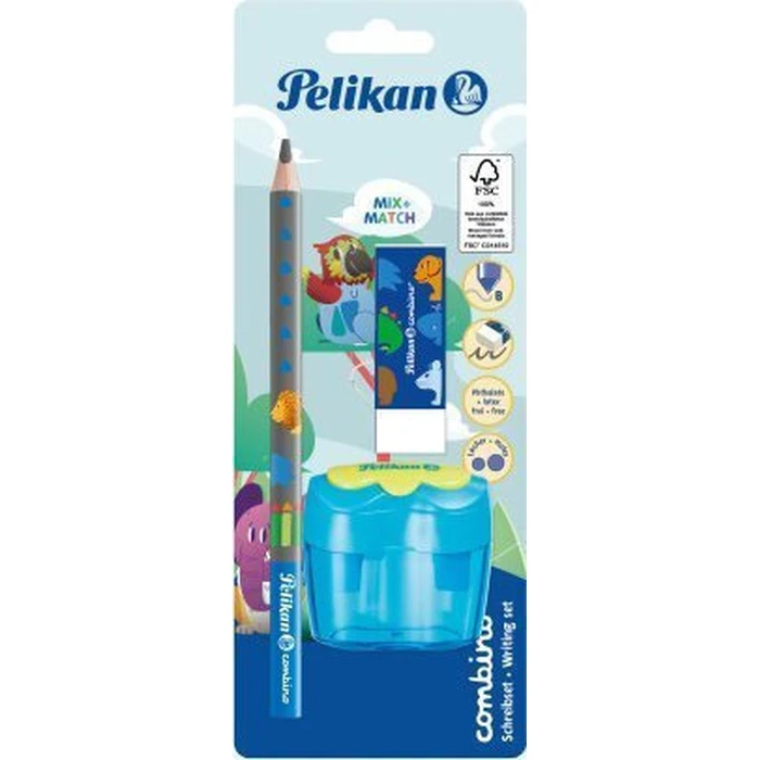 Σετ Εκμάθησης Γραφής Pelikan Combino, Μπλε, με Γόμα και Ξύστρα