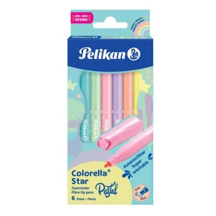 Pelikan Colorella Star C302 Pastel Fiber Tip Markers - Set of 6