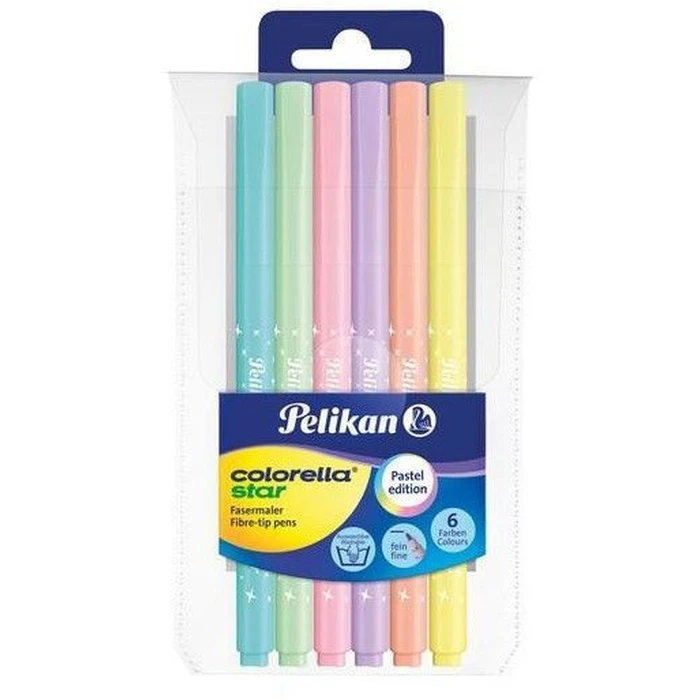 Pelikan Colorella Star C302 Pastel Fiber Tip Markers - Set of 6