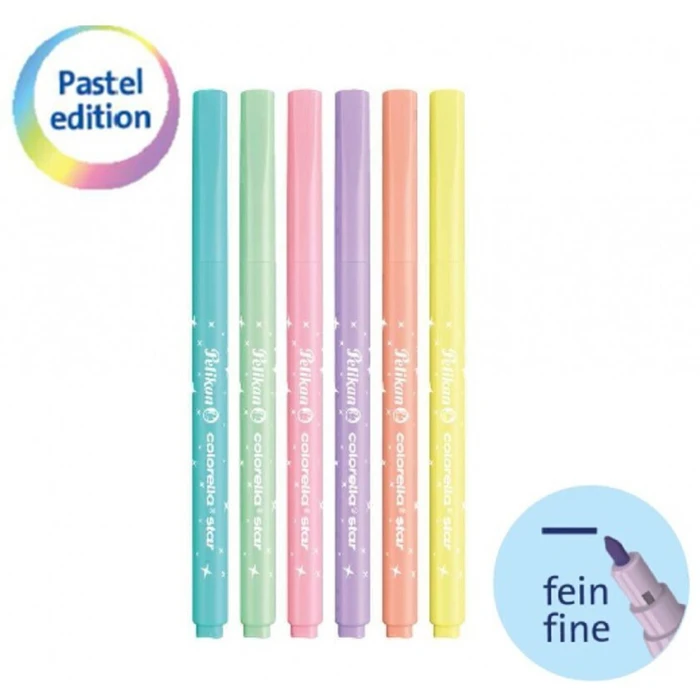 Pelikan Colorella Star C302 Pastel Fiber Tip Markers - Set of 6