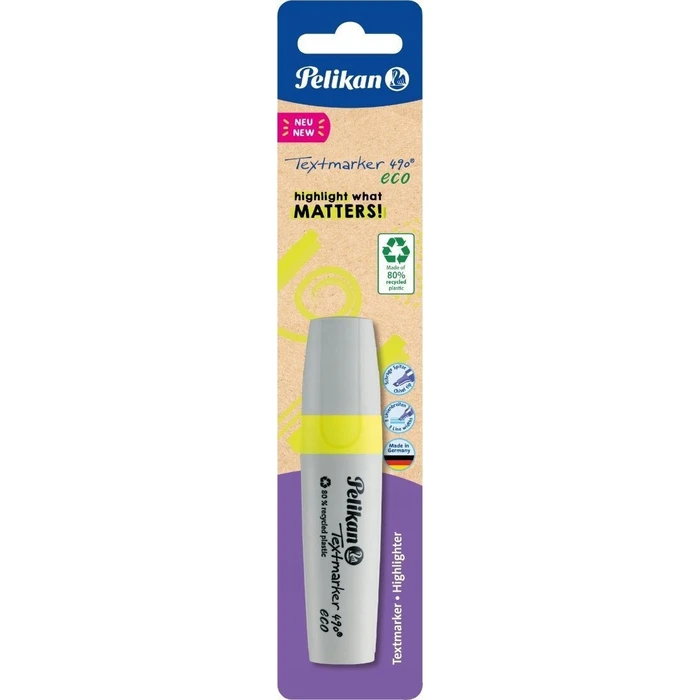 Pelikan Textmarker 490 eco Neon Yellow - 1 Piece (Blister)