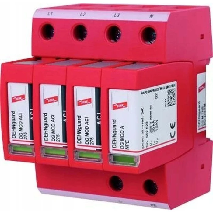 DEHN DEHNguard M Type 2 Surge Arrester, 4‑pole Uc 275V, 20 kA — Model 952440 (DG M TNS ACI 275 FM)