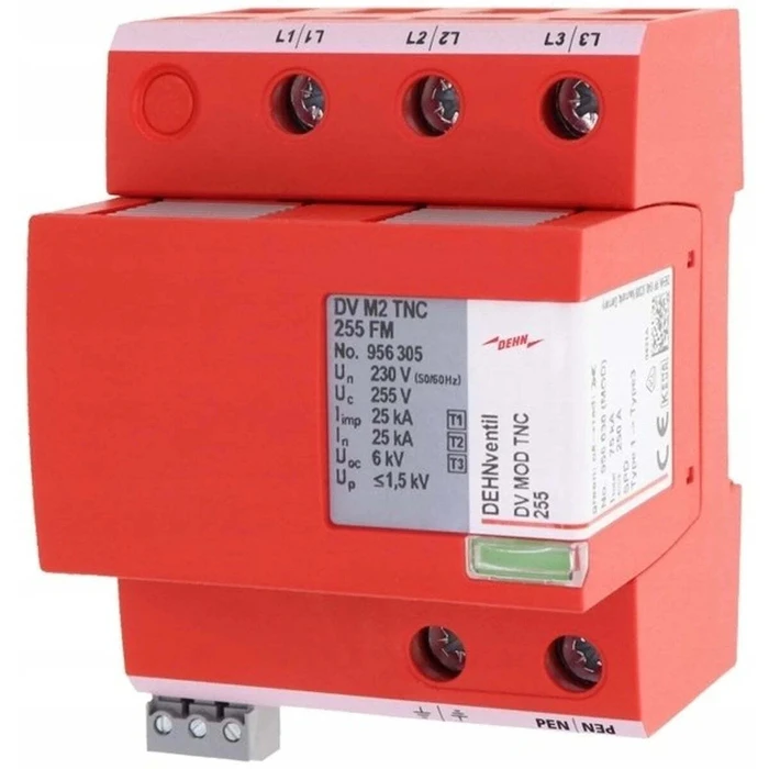 DEHN DV M2 TNC 255 FM Combined Surge Arrester Type 1+2+3, 3‑pole (Model 956305)