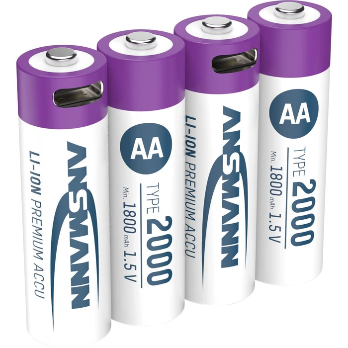 Μπαταρίες Rechargeable batteries -universal- Ansmann Li-Ion AA 1.5V 1800mAh με καλώδιο USB-C, 4 τεμ.