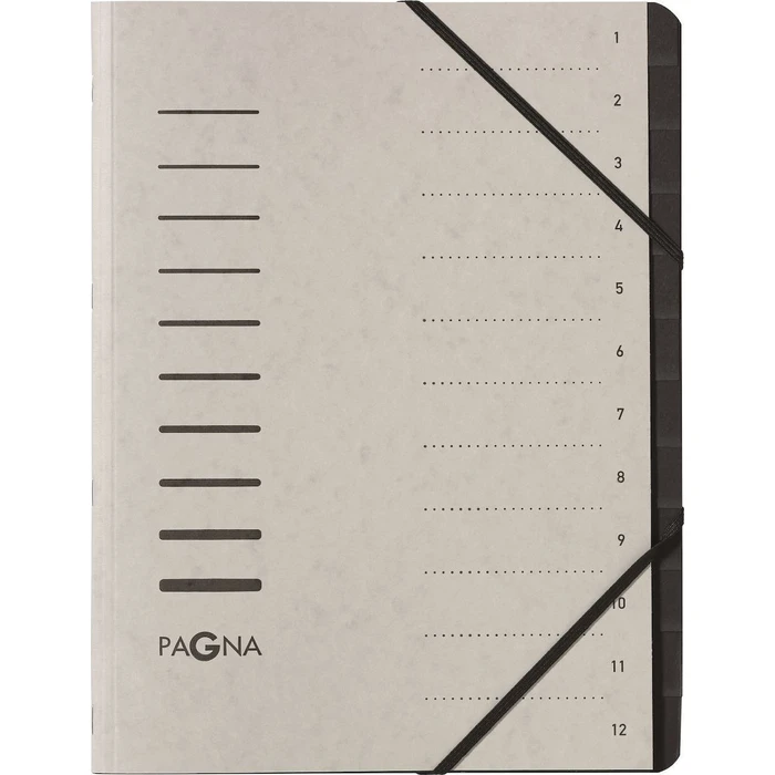 PAGNA A4 Organizer Folder 12 Compartments, Light Grey