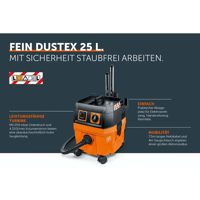 FEIN Wet & Dry Vacuum Cleaner – DUSTEX 25L