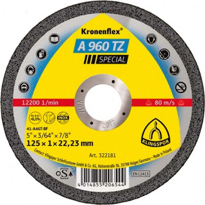 Klingspor Metal Cutting Discs A960TZ 125x1x22.23 mm, 25 pcs