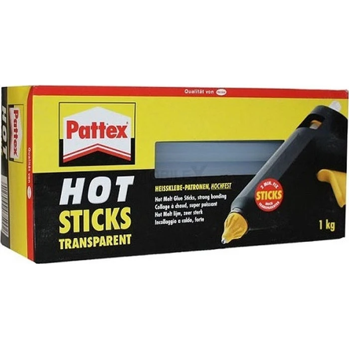 Pattex Hot Sticks, transparent hot melt glue sticks, 11 mm diameter, 20 cm length, 50 sticks (1 kg)