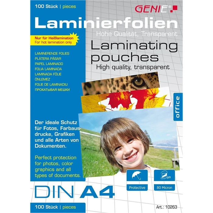 GENIE Laminating Pouches A4 - 100 pcs