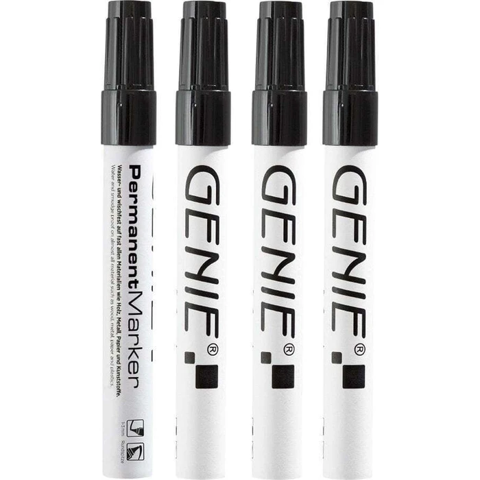 GENIE P-Marker Στρογγυλή Μεταλλική Μύτη Μαύρο/Λευκό - 4 τεμάχια