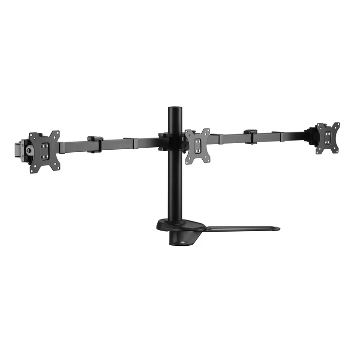 EQUIP 650125 Desk/Bench Clamp Mount for 17–27" Monitors, Triple Arm, VESA 100x100 & 75x75, 21 kg total, Black