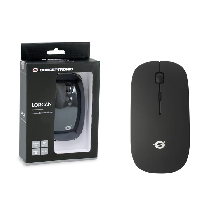 Conceptronic Lorcan Ambidextrous Wireless Bluetooth Mouse 1600 DPI Black