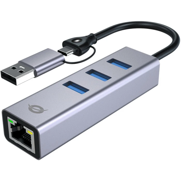 CONCEPTRONIC προσαρμογέας USB-C/USB-A -> Gigabit Ethernet + 3x USB-A 3.0 (5 Gbps) - Πράσινο
