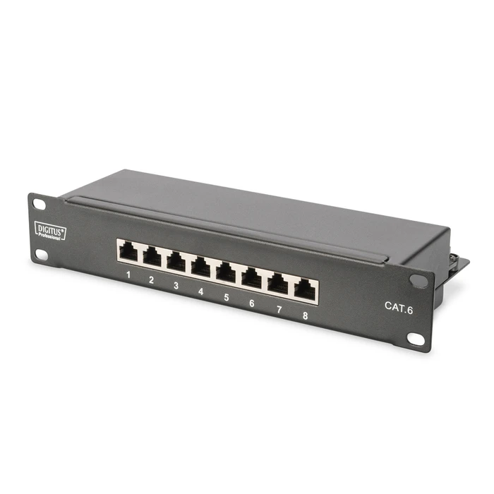 Digitus 10" σετ δικτύου DN-10-SET-1 – 6U τοίχoυ μεταλλικό ερμάριο με πόρτα γυαλί, 8-port switch, patch panel CAT6, 10x CAT6 1m