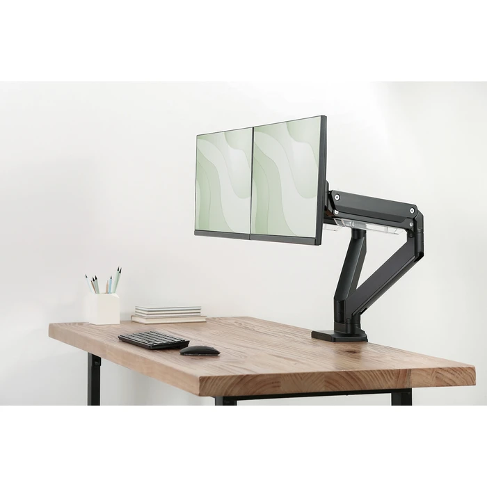 Digitus DA-90427 Dual Monitor Desk Mount (2x up to 35", 2x 15 kg) Black, Gas Spring