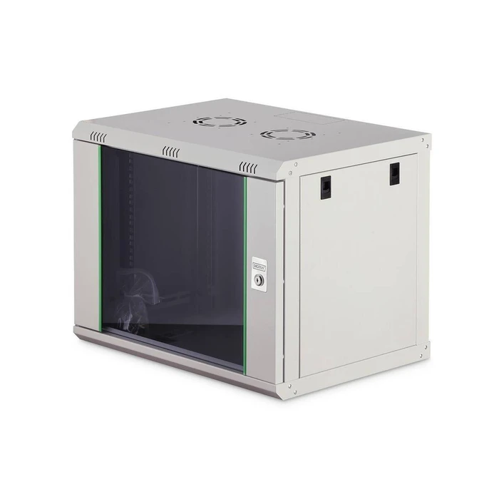 DIGITUS Dynamic 19" 9U Wall-Mount Rack Cabinet - 600x450 mm, Grey, Glass Door, Unassembled (DN-37104)