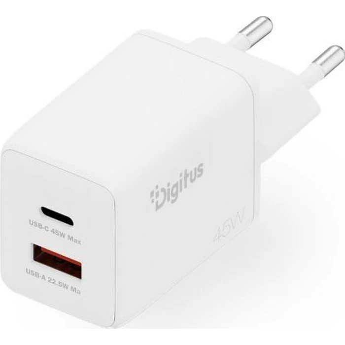 DIGITUS USB-Φορτιστής GaN 45W (1x USB-C, 1x USB-A) λευκό