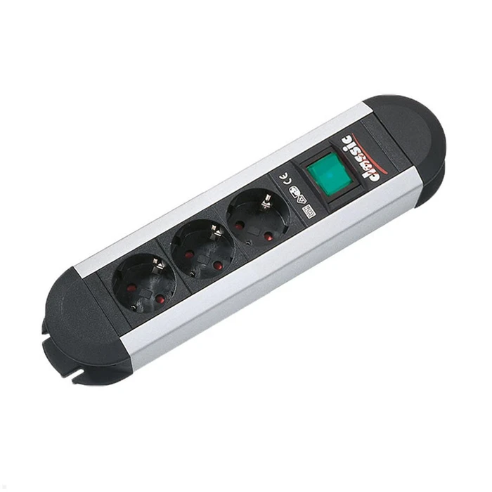 BACHMANN PRIMO Power Strip 3x Schuko (Schutzkontakt) Aluminum with Switch, 1.75 m
