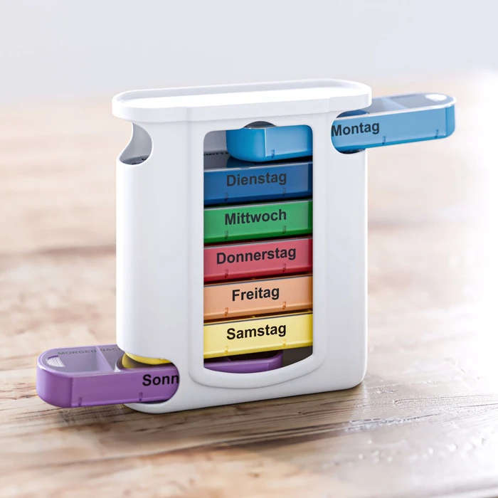 Βοηθητικά καθημερινής χρήσης Weinberger χρωματικά κωδικοποιημένη εβδομαδιαία θήκη χαπιών 7 ημερών με 4 θήκες ανά ημέρα