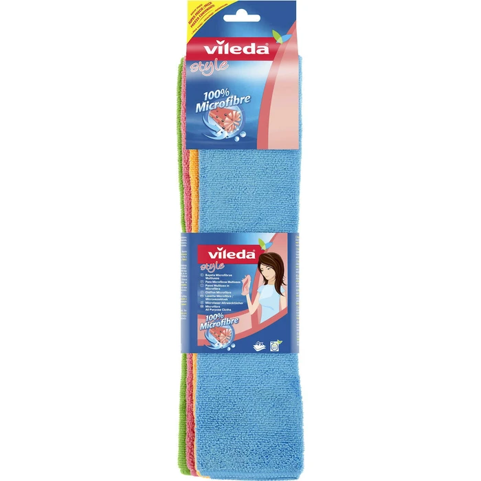 Vileda Style Microfibre General-Purpose Cleaning Cloths Multicolour 36x38 cm 4 pcs (141413 / 159616)
