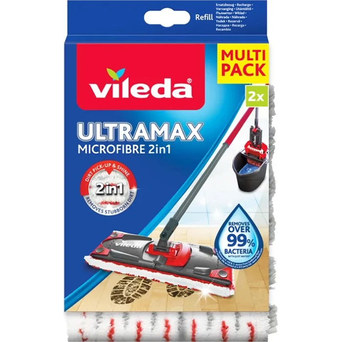 Vileda Ultramax Microfibre 2 in 1 Ανταλλακτικό Παρκετέζας με Μικροίνες - 2τμχ (167720)