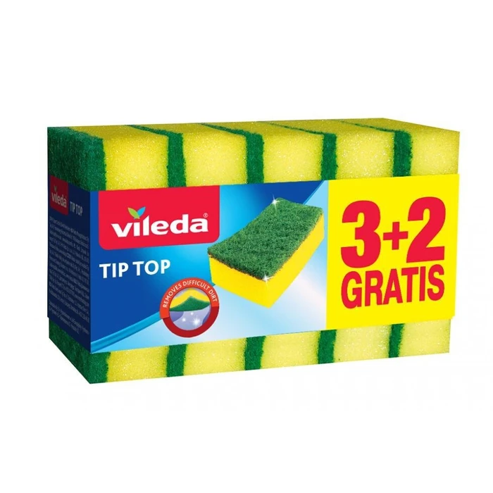 Vileda Tip-top Σετ Σφουγγαριών Πιάτων Κίτρινα 5τμχ