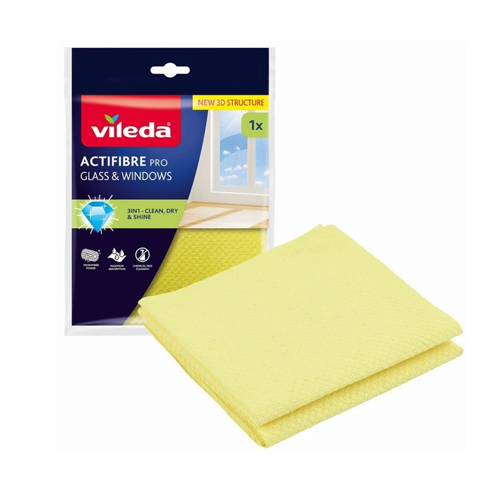 Vileda Actifibre Pro Πανί για Τζάμια 1 τεμάχιο - Κίτρινο