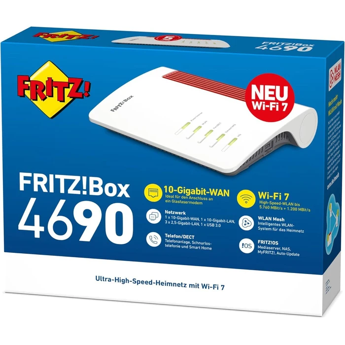 AVM FRITZ!Box 4690 Ασύρματο Router Wi?Fi 7 με 3 Θύρες Gigabit