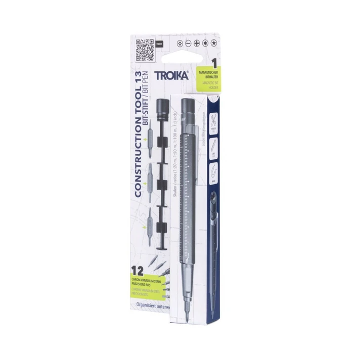 TROIKA Bit-Stift CONSTRUCTION TOOL 13 - 13-in-1 Bit Pen with 12 Precision Bits
