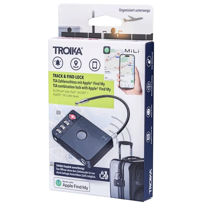 TROIKA TRACK & FIND TSA Luggage Lock (Apple Find My compatible) – Black