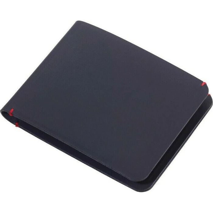 TROIKA SLIM WALLET - Black synthetic leather slim wallet with red stitching