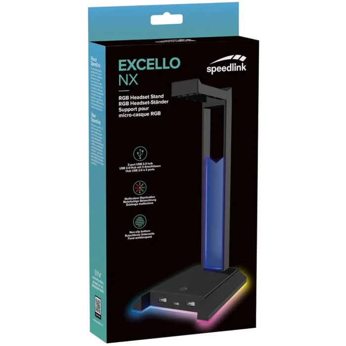 Βάση Ακουστικών Speedlink EXCELLO NX RGB με USB 2.0 Hub, μαύρη