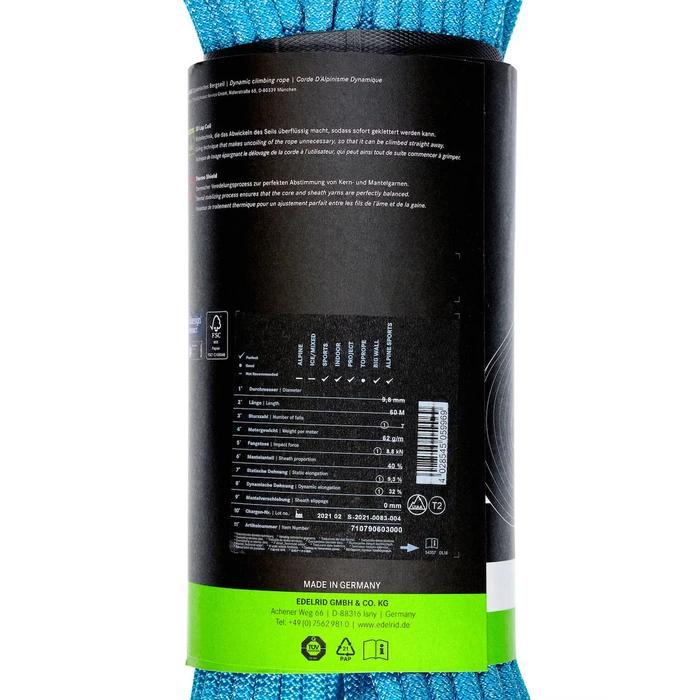 Edelrid Dynamic Climbing Rope 60 m Blue