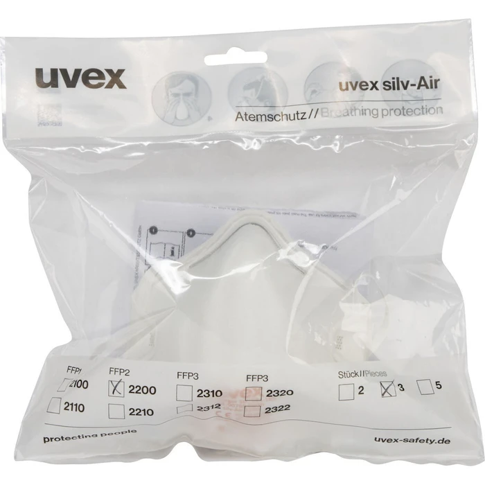 Μέσα προστασίας αναπνοής uvex silv-Air class.2200 FFP2 3x προδιαμορφωμένη μάσκα χωρίς βαλβίδα