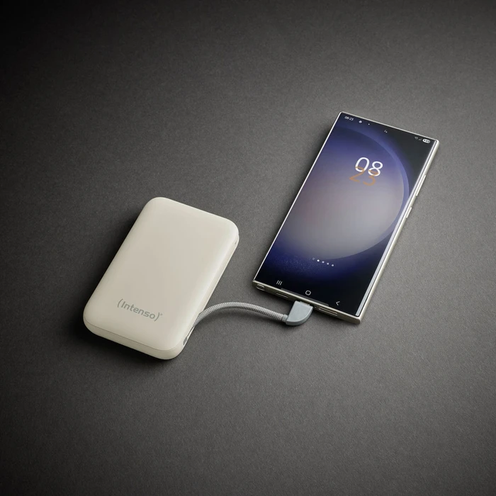 Φορητός φορτιστής ταξιδιού Intenso Power Bank S10000 10000mAh με ενσωματωμένο καλώδιο USB-C, μπεζ