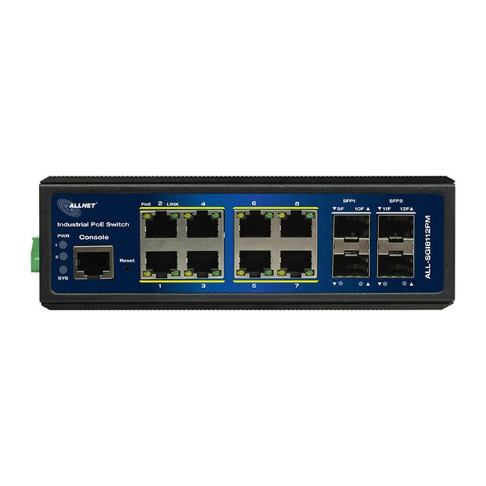 ALLNET Industrial Full Managed Layer2+ Switch ALL-SGI8112PMJ-BT