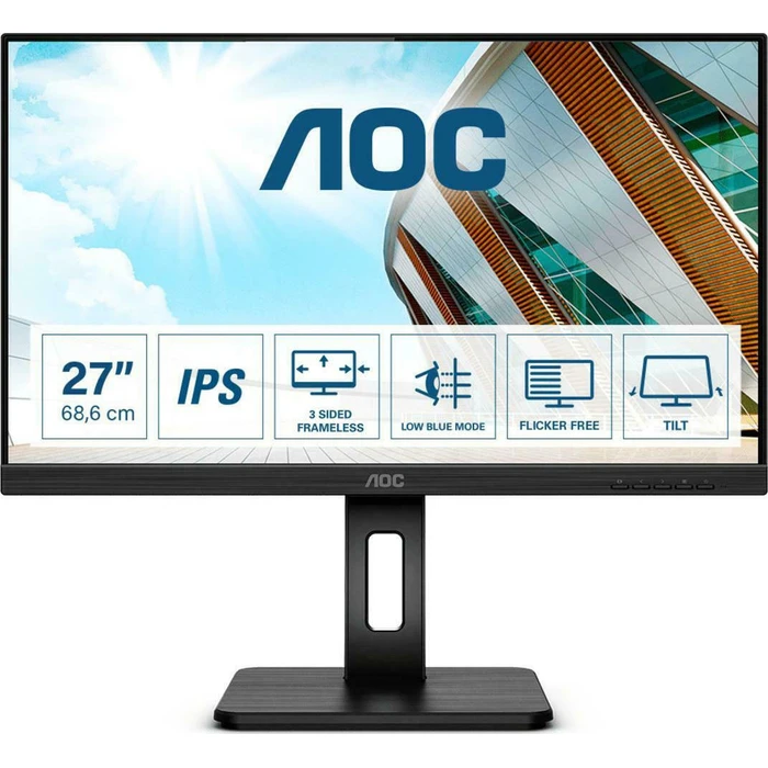 AOC 27P2Q 27-inch IPS Full HD (1920x1080) Monitor — 4ms GTG, 75 Hz, Adaptive Sync, USB 3.2 Hub, Pivot