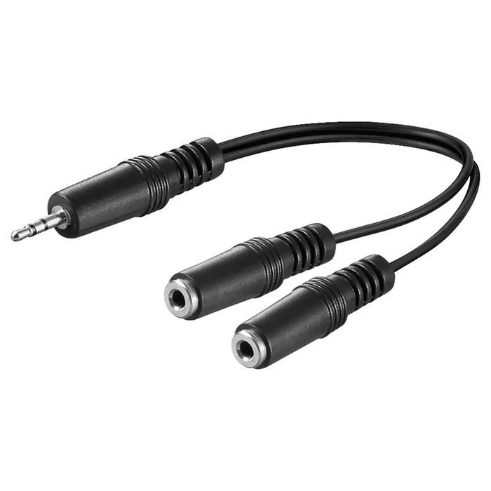 Goobay 3.5 mm Y Audio Adapter Cable Male to 2× 3.5 mm Mono Female, 0.2 m