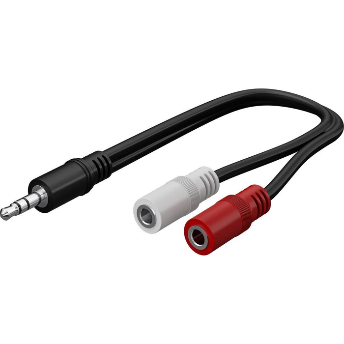 Goobay 3.5 mm Y Audio Adapter Cable Male to 2× 3.5 mm Mono Female, 0.2 m