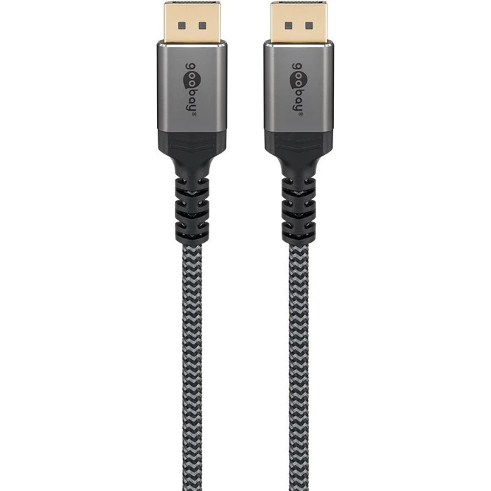 Goobay Plus DisplayPort 2.0/2.1 Cable, DisplayPort male-to-male, 3 m, Sharkskin Grey, 16K@60Hz (DSC), 80 Gbit/s (UHBR20)