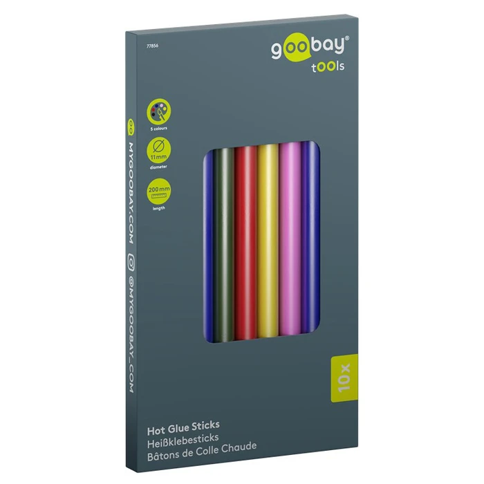 GOOBAY Silicone Glue Sticks 77856 11mm 10 Pieces in 5 Colors