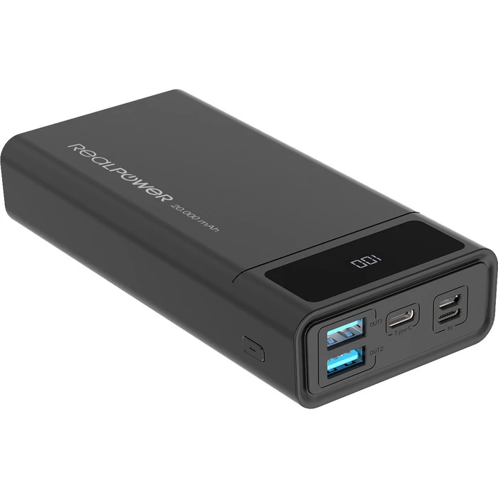 RealPower PB-20k Power Bank 20000mAh 18W PD - Μαύρο