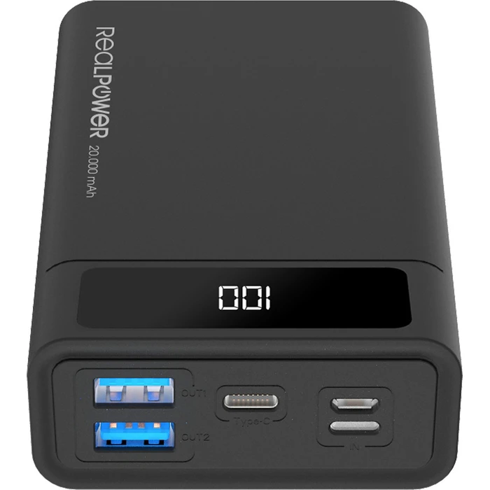 RealPower PB-20k Power Bank 20000mAh 18W PD - Μαύρο