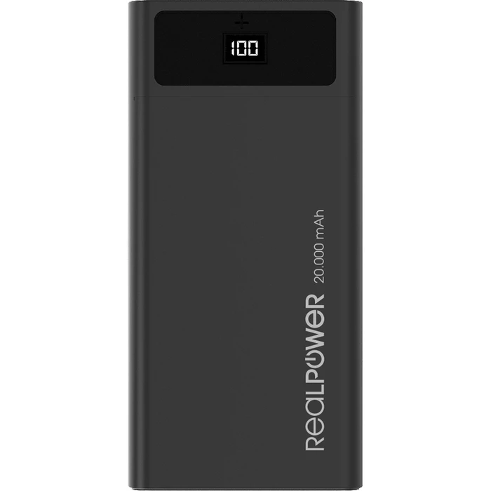 RealPower PB-20k Power Bank 20000mAh 18W PD - Μαύρο