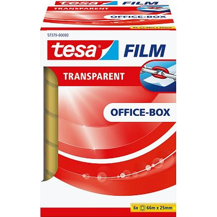 tesafilm Office Box Roll 66 m x 25 mm transparent - 6 pcs