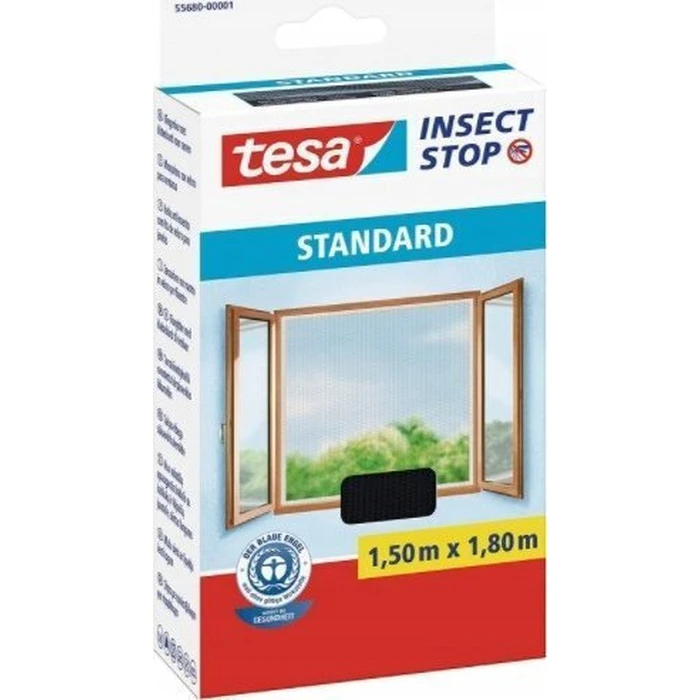 Tesa Fliegengitter Standard - Σίτα με αυτοκόλλητη ταινία Velcro 1,5 x 1,8 m, ανθρακί