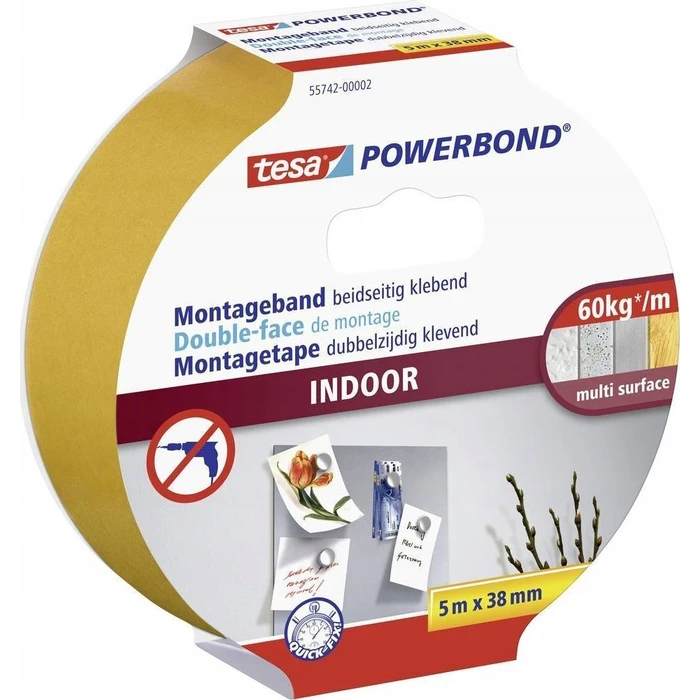 tesa Powerbond Montageband Indoor double-sided mounting tape 5 m x 38 mm