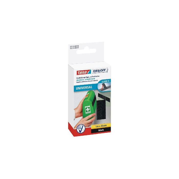 tesa ON&OFF Universal Κολλητό Velcro 1 m x 20 mm μαύρο