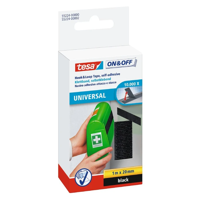tesa ON&OFF Universal Κολλητό Velcro 1 m x 20 mm μαύρο