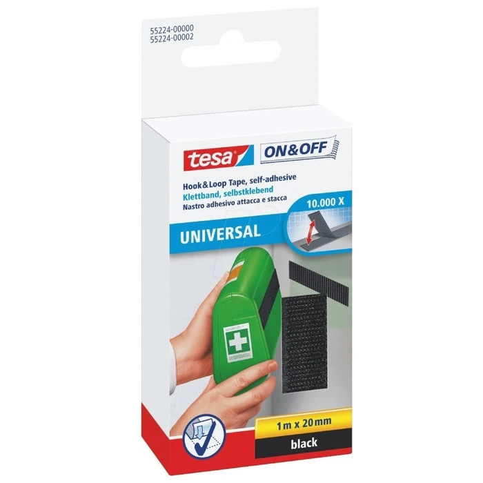 tesa ON&OFF Universal Κολλητό Velcro 1 m x 20 mm μαύρο